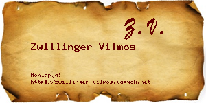 Zwillinger Vilmos névjegykártya
